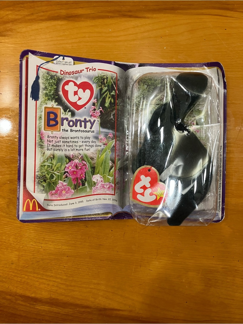 Ty Black Bronty Beanie Baby Dinosaur Trio Plush